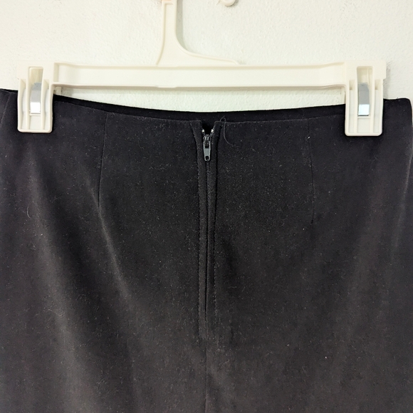 Vintage Y2K 90s Mini Skirt Split Hem Suede Back Zip Black Small S - Picture 4 of 8